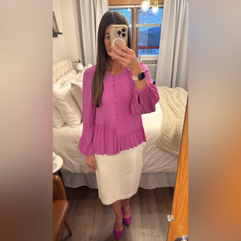 Olivaceous Asymmetrical Magenta Skirt